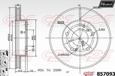 Maxtech 857093.6880 - Гальмівний диск autozip.com.ua