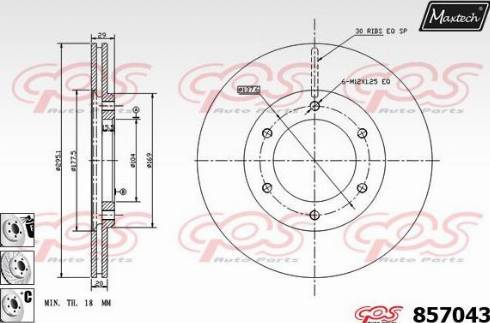 Maxtech 857043.6880 - Гальмівний диск autozip.com.ua