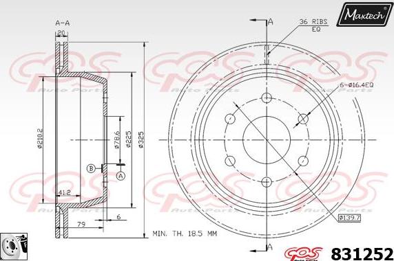 Maxtech 857043 - Гальмівний диск autozip.com.ua