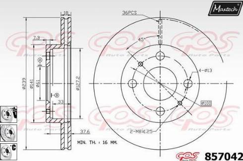 Maxtech 857042.6880 - Гальмівний диск autozip.com.ua