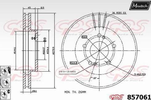 Maxtech 857061.6880 - Гальмівний диск autozip.com.ua