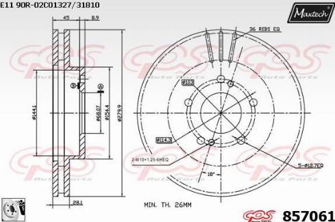 Maxtech 857061.0080 - Гальмівний диск autozip.com.ua