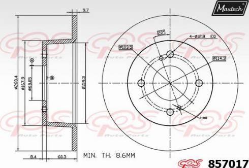 Maxtech 857017.0000 - Гальмівний диск autozip.com.ua