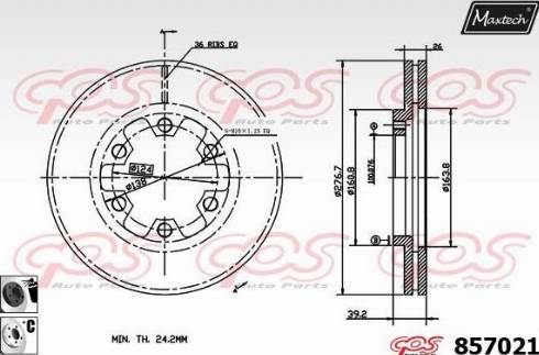 Maxtech 857021.6060 - Гальмівний диск autozip.com.ua