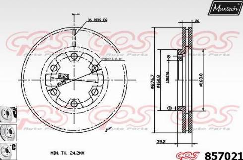 Maxtech 857021.6880 - Гальмівний диск autozip.com.ua