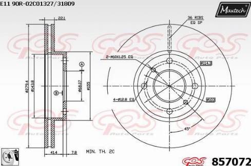 Maxtech 857072.0080 - Гальмівний диск autozip.com.ua