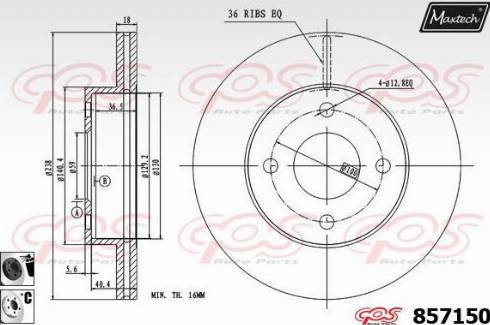 Maxtech 857150.6060 - Гальмівний диск autozip.com.ua