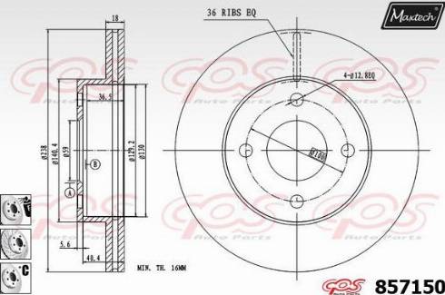 Maxtech 857150.6980 - Гальмівний диск autozip.com.ua