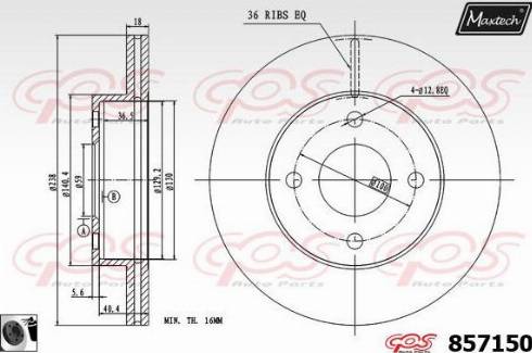 Maxtech 857150.0060 - Гальмівний диск autozip.com.ua