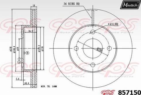 Maxtech 857150.0000 - Гальмівний диск autozip.com.ua