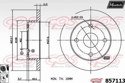 Maxtech 857113.6060 - Гальмівний диск autozip.com.ua