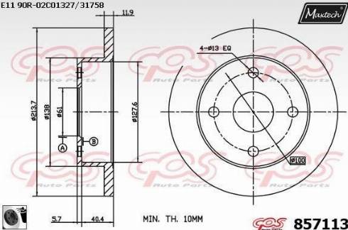 Maxtech 857113.0060 - Гальмівний диск autozip.com.ua