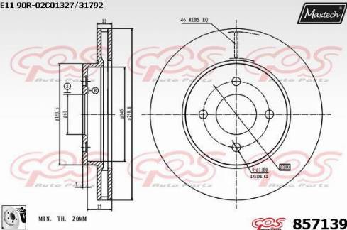 Maxtech 857139.0080 - Гальмівний диск autozip.com.ua