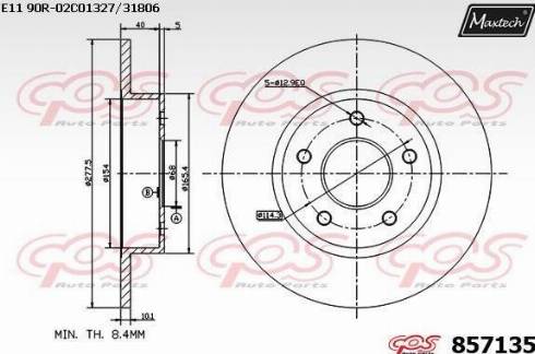 Maxtech 857135.0000 - Гальмівний диск autozip.com.ua