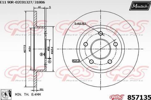 Maxtech 857135.0080 - Гальмівний диск autozip.com.ua