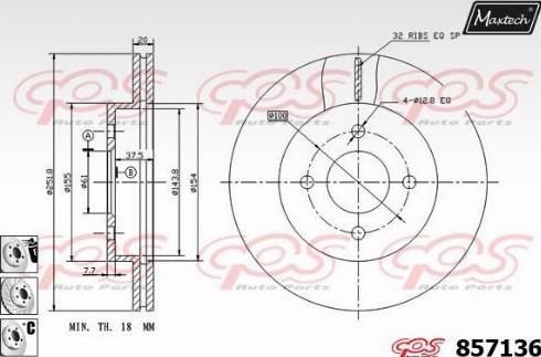 Maxtech 857136.6980 - Гальмівний диск autozip.com.ua