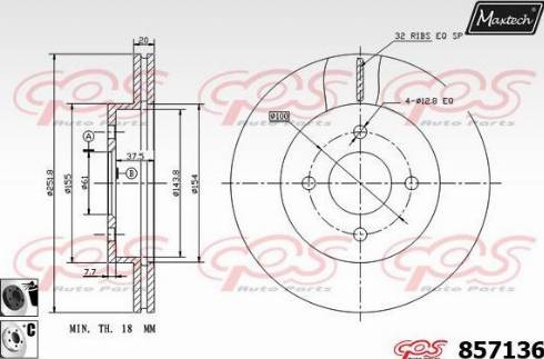 Maxtech 857136.6060 - Гальмівний диск autozip.com.ua