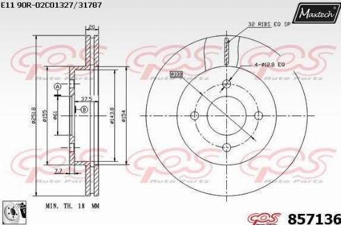 Maxtech 857136.0080 - Гальмівний диск autozip.com.ua