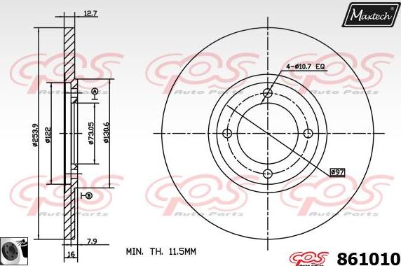 Maxtech 857136 - Гальмівний диск autozip.com.ua