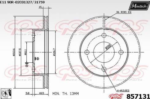 Maxtech 857131.0080 - Гальмівний диск autozip.com.ua