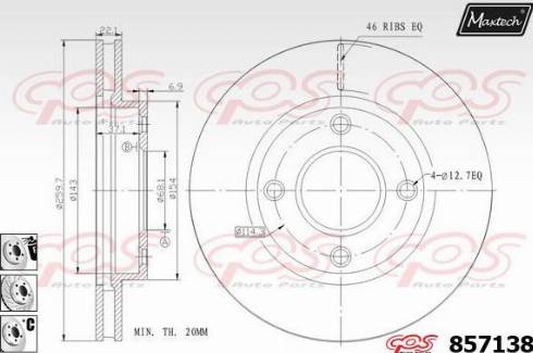 Maxtech 857138.6880 - Гальмівний диск autozip.com.ua