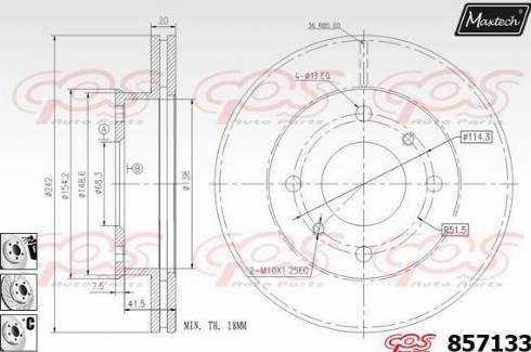 Maxtech 857133.6980 - Гальмівний диск autozip.com.ua