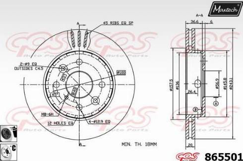 Maxtech 865501.6060 - Гальмівний диск autozip.com.ua