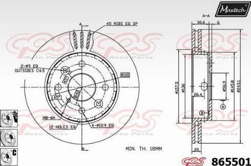 Maxtech 865501.6880 - Гальмівний диск autozip.com.ua