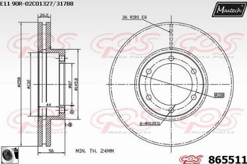 Maxtech 865511.0060 - Гальмівний диск autozip.com.ua