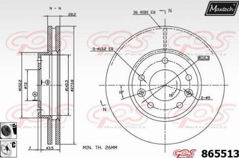 Maxtech 865513.6060 - Гальмівний диск autozip.com.ua