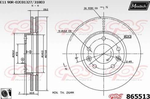 Maxtech 865513.0060 - Гальмівний диск autozip.com.ua