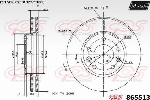 Maxtech 865513.0000 - Гальмівний диск autozip.com.ua