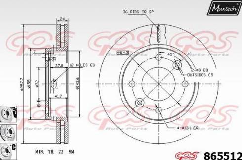 Maxtech 865512.6980 - Гальмівний диск autozip.com.ua