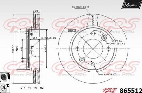 Maxtech 865512.6060 - Гальмівний диск autozip.com.ua