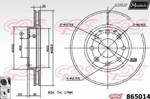 Maxtech 865014.6060 - Гальмівний диск autozip.com.ua