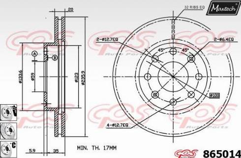 Maxtech 865014.6880 - Гальмівний диск autozip.com.ua