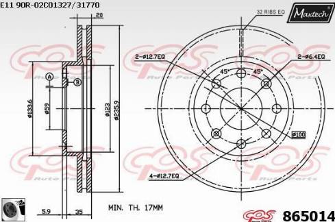 Maxtech 865014.0060 - Гальмівний диск autozip.com.ua