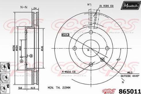 Maxtech 865011.6980 - Гальмівний диск autozip.com.ua