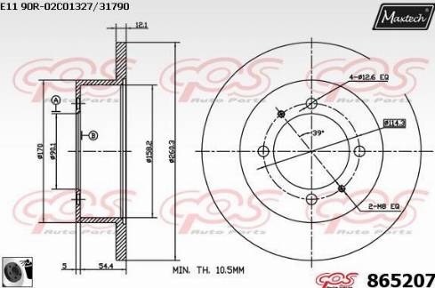 Maxtech 865207.0060 - Гальмівний диск autozip.com.ua