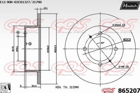 Maxtech 865207.0080 - Гальмівний диск autozip.com.ua