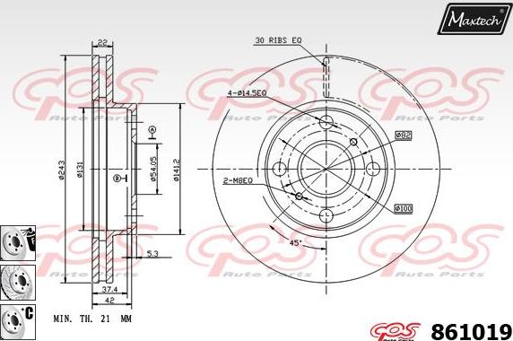 Maxtech 865219 - Гальмівний диск autozip.com.ua