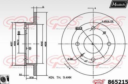 Maxtech 865215.0060 - Гальмівний диск autozip.com.ua