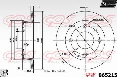 Maxtech 865215.0080 - Гальмівний диск autozip.com.ua