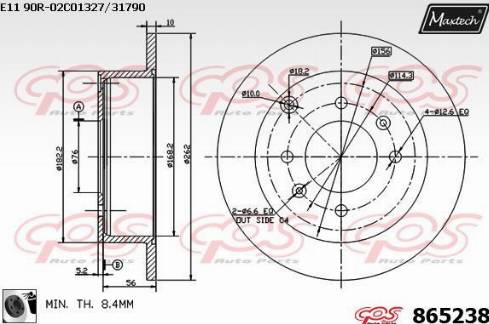 Maxtech 865238.0060 - Гальмівний диск autozip.com.ua