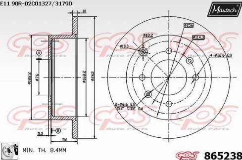 Maxtech 865238.0080 - Гальмівний диск autozip.com.ua