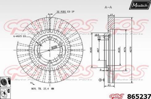 Maxtech 865237.6060 - Гальмівний диск autozip.com.ua