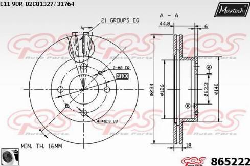 Maxtech 865222.0060 - Гальмівний диск autozip.com.ua