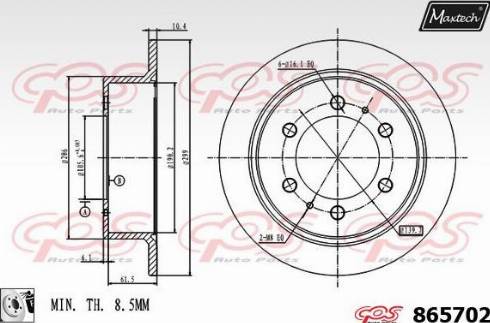 Maxtech 865702.0080 - Гальмівний диск autozip.com.ua