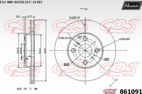 Maxtech 861091.0000 - Гальмівний диск autozip.com.ua