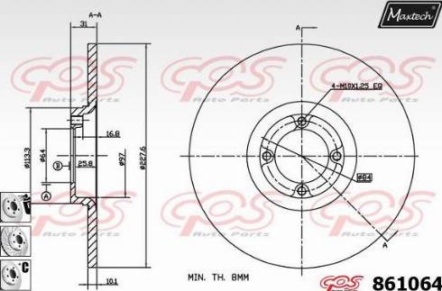 Maxtech 861064.6980 - Гальмівний диск autozip.com.ua